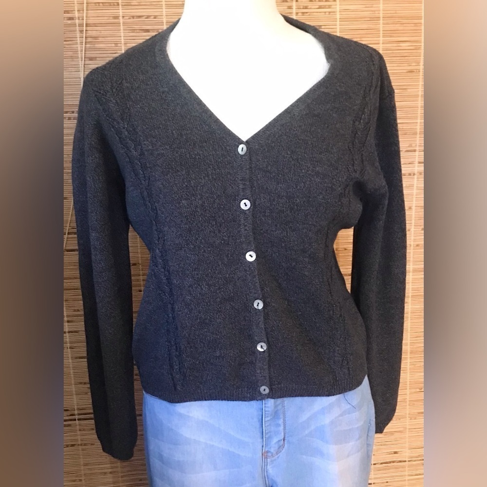 Vintage Tail Cardigan Cable Striped Size M Sweater